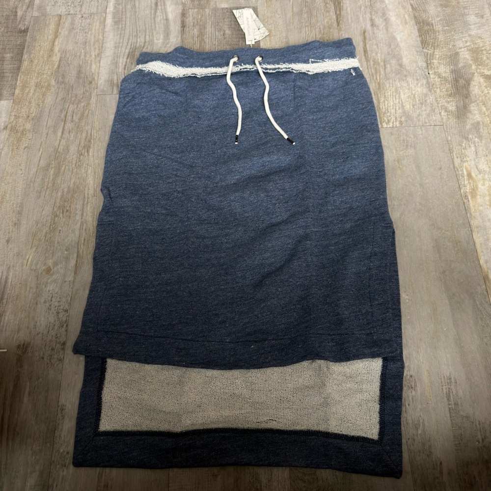 Gray State Lena Skirt NWT Size 1 Denim Heather Drawstring 100% Cotton Midi Skirt